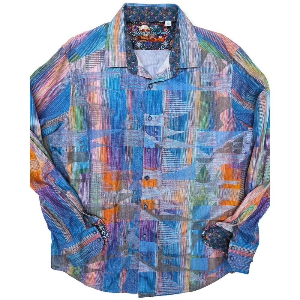 Robert Graham Men's Disco Skull Cotton Sport Shirt Colorful Long Sleeve XL